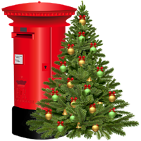 UK Red Letter Box with Christmas Tree