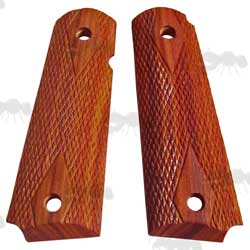 Pair of Full Size Rosewood Wood 1911 Pistol Grips with Textured Finish