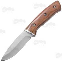 Compact Woodland Style Fixed Full Tang Blade Knife with Wooded Scales