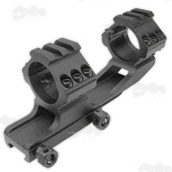 Forward Reach Offset Weaver Rail One Piece Scope Mount with 30mm Rings and a Top Accessory Rail