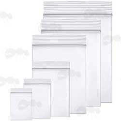Six Resealable Polythene Clear Plastic Grip Seal Bags