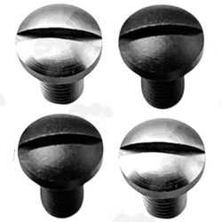 Four Slotted Head Screws for 1911 Pistol Grips, with Metric Threads, in Silver and Black Finishes