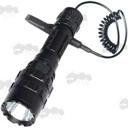 All Black Anodised Metal G100 Gun Light With XM-L2 LED Emitter and Pressure Pad Tailcap