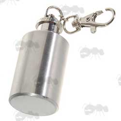 Silver Coloured Round Cylinder Liquid Container with Keyring