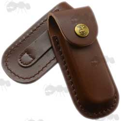 Dark Brown Leather Folding Blade Knife Pouches