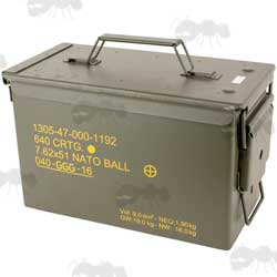Green Metal Army Surplus Ammo Box For 7.62 x 51 Nato Ball Rounds From GGG