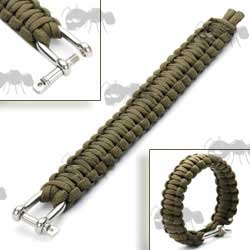 Green Paracord Bracelet with Metal Shackle Buckle