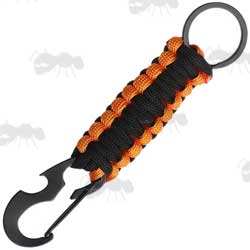 Black and Orange Two Tone Paracord Keychain Paracord Keychain With Quick Fit Bottle Opener Clip