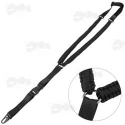 Black Paracord One Point Rifle Sling with Fitted HK Hook Clip and Quick Side Release Buckle