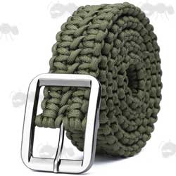Green Paracord Trouser Belt with Large Metal Buckle