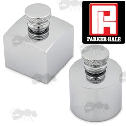 Parker Hale Round and Square Design Nickel Gun Oil Bottles