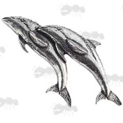 Double Dolphin Pewter Badge