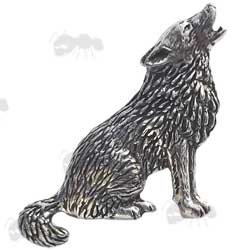 Pewter Pin Howling Wolf Badge
