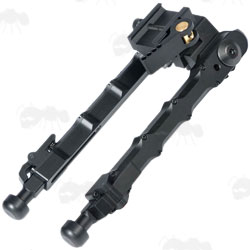 Legs Folded Up View of The Picatinny Rail Fitting Rifle Bipod with Quick Attach / Detach Tilting Head