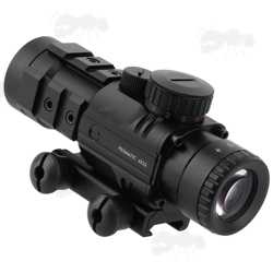 Illuminated 4x32 Prismatic Rifle Scope with Accessory Rails
