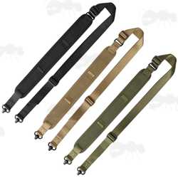 Black, Green and Tan Coloured Two Point Canvas Hunting Rifle Slings with 10mm QD Socket Swivels