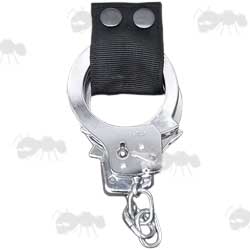 Black Canvas Belt Fitting Handcuff Hanger Loop With Handcuffs