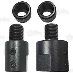 Pair of Heavy-Duty M14 CCW and CW Thread Adapters for Un-Threaded Rifle Barrel Muzzles with Thread Guards
