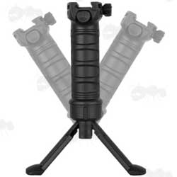 Black Vertical Grip Tilting Bipod with Telescopic Legs