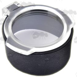Large Black Flip-Up Lens Cover with See-Through Clear Lid for Telescopic Rifle Scopes