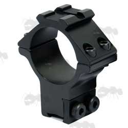 Rambo High-Profile Double Clamped 30mm Scope Ring for Dovetail Rails with Rail Head