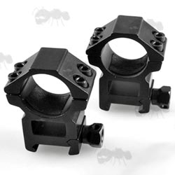 High-Profile Double Clamped 25mm Scope Rings for Weaver / Picatinny Rails