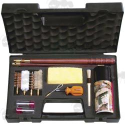 Three Piece Varnished Wooden Rod With Cleaning Swabs, Oil and Snap Caps For 12 Gauge Shotguns in a Tough Plastic Carry Case