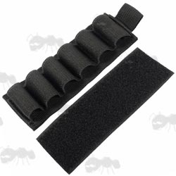 Black Resupply Strip with Six Elastic 12g Loops with Velcro Backing