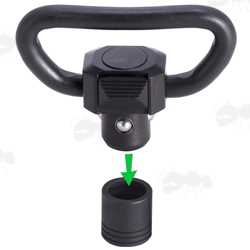 Black Push Fit 10mm Flush Fitting Socket Quick-Release Gun Sling Swivel with Side-Release Toggles