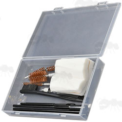 Tactical Gun Barrel Cleaning Black Rod Kit in Clear Plastic Case