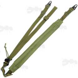Padded Green Tactical Light Machine Gun Sling with HK Style Wide Mount Clips