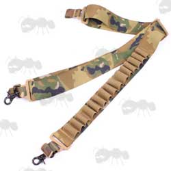 Multicamo Coloured Tactical Shotgun Sling with Fifteen Cartridge Holder Loops