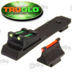 Truglo Ruger 10/22 Semi-Auto Rimfire Rifle Sight Set, Green Fiber Optic Rear and Red Front Sight