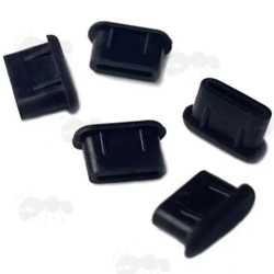 Five Black Silicone USB-C Port Covers