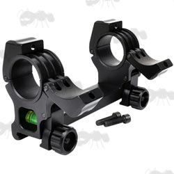 One Piece Scope Mount with Vertical Split Hinged Rings and Built in Spirit Level for Weaver / Picatinny Rails