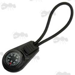 Black Face Zipper Pull Compass