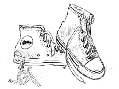 Drawing of a Pair of Trainers with ANT and Tape Measure