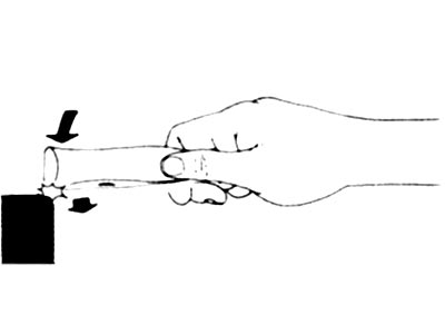 Drawing of an Opinel Knife Being Opened With The Savoyard's Knack Technique