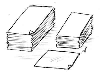 Drawing of Piles of Paper