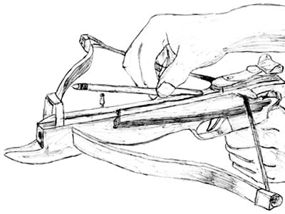 Drawing of a Pistol Crossbow in Hand