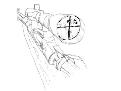 Drawing of a Rifle Scope Reticle