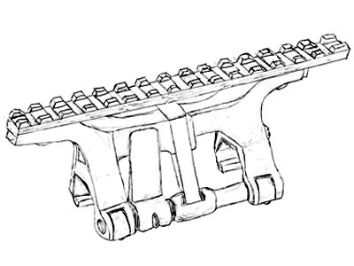 Drawing of a Low Profile SMG Sight Rail Mount