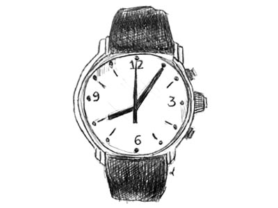 Drawing of a Mans Wrist Watch