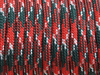 Red Green and White Patterned Colour Paracord