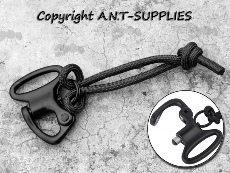 1 inch Black Snap Shackle with Black Pull Cord