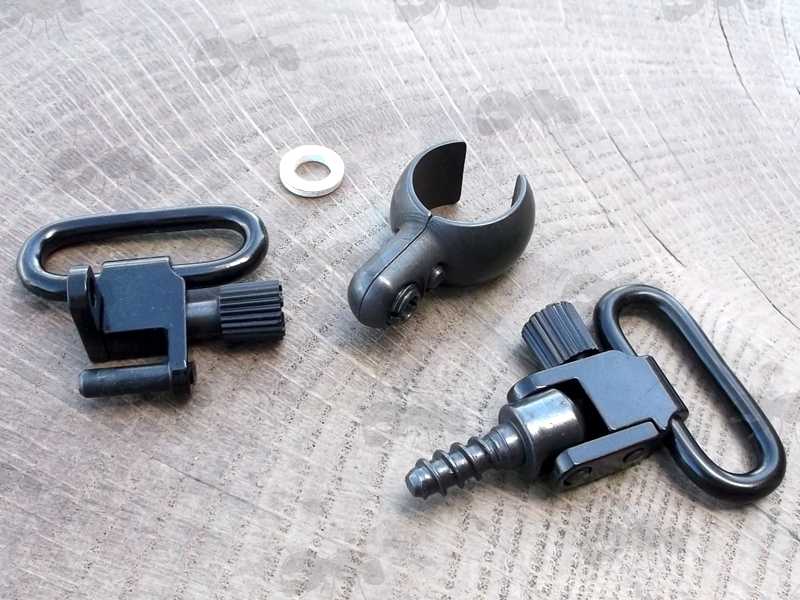 Black Anodised QD Sling Swivel Set with QD Wood Screw Stud and Barrel Split Band for Some Weihrauch Rifles