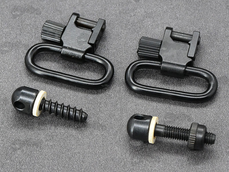 25mm Black Quick-Release Gun Sling Swivels with Wood and Machine Thread Screw QD Studs and Washers