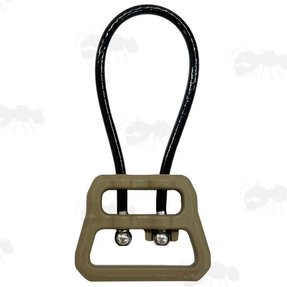 Tan Coloured Aluminium Fitting 32mm Sling Block with a Long Steel Cable with Long Black Plastic Coating