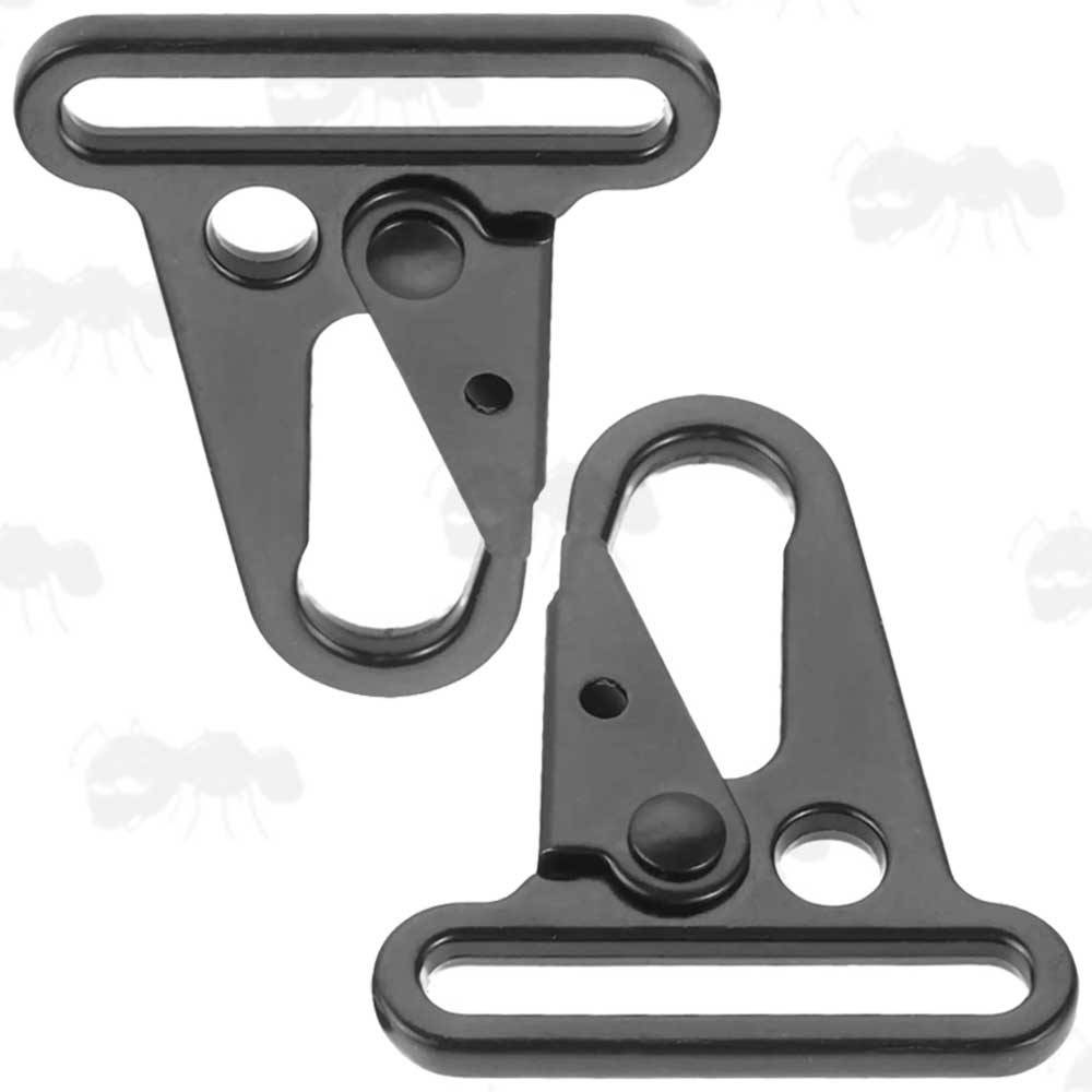 Pair of 38mm Loop Black Wide Mouth H&K Type Gun Sling Hook Snap Clips