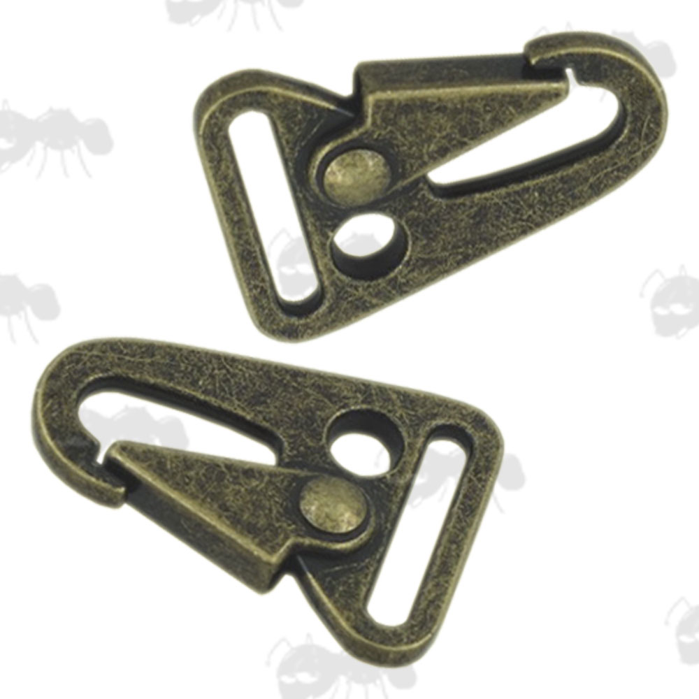 Two H&K Style Gun Sling Snap Clips with a Bronze Effect Colour Finish